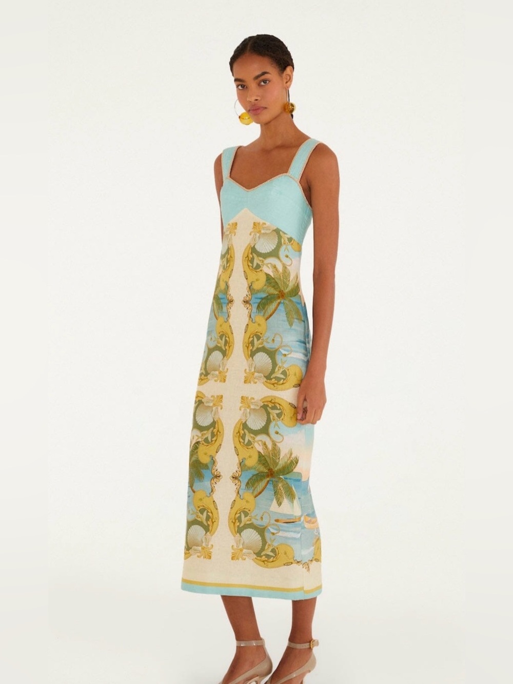 FARM Rio Mulicolor Royal Sea Linen Dress NWT - Picture 1 of 7